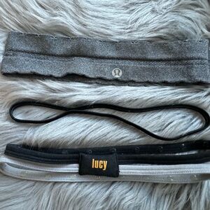 Set of 3 headbands Lululemon Lucy Non-Slip Grip Gray Black Studded